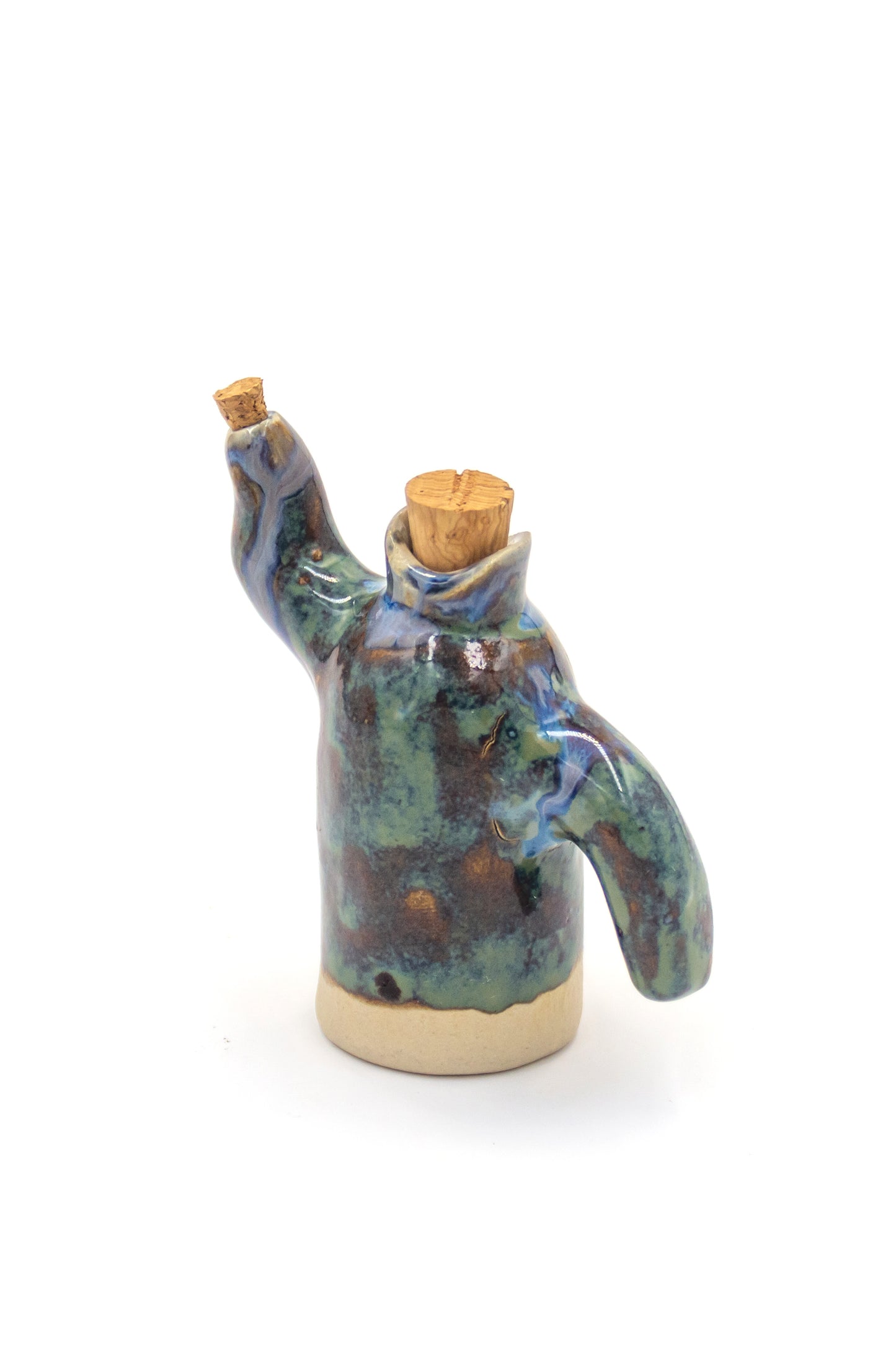 Dzbaneczek ceramiczny w kolorze brązowo-zielonym