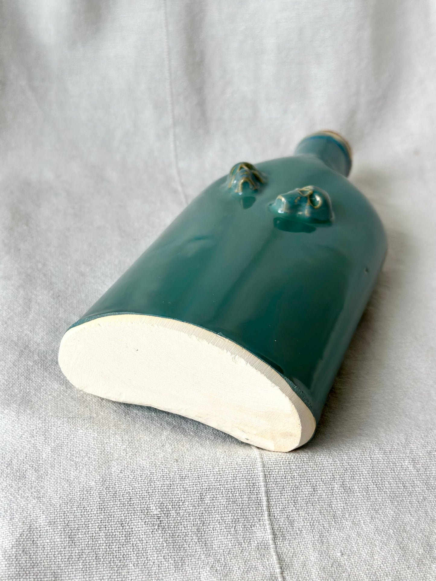 Butelka płaska/karafka turkusowa z czaszkami