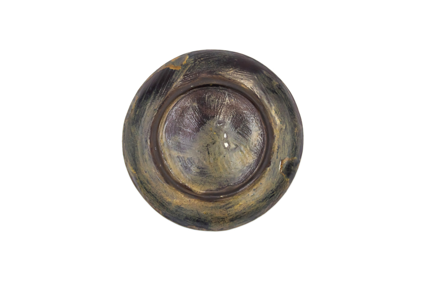 Talerz ceramiczny w kolorze zielono-beżowym