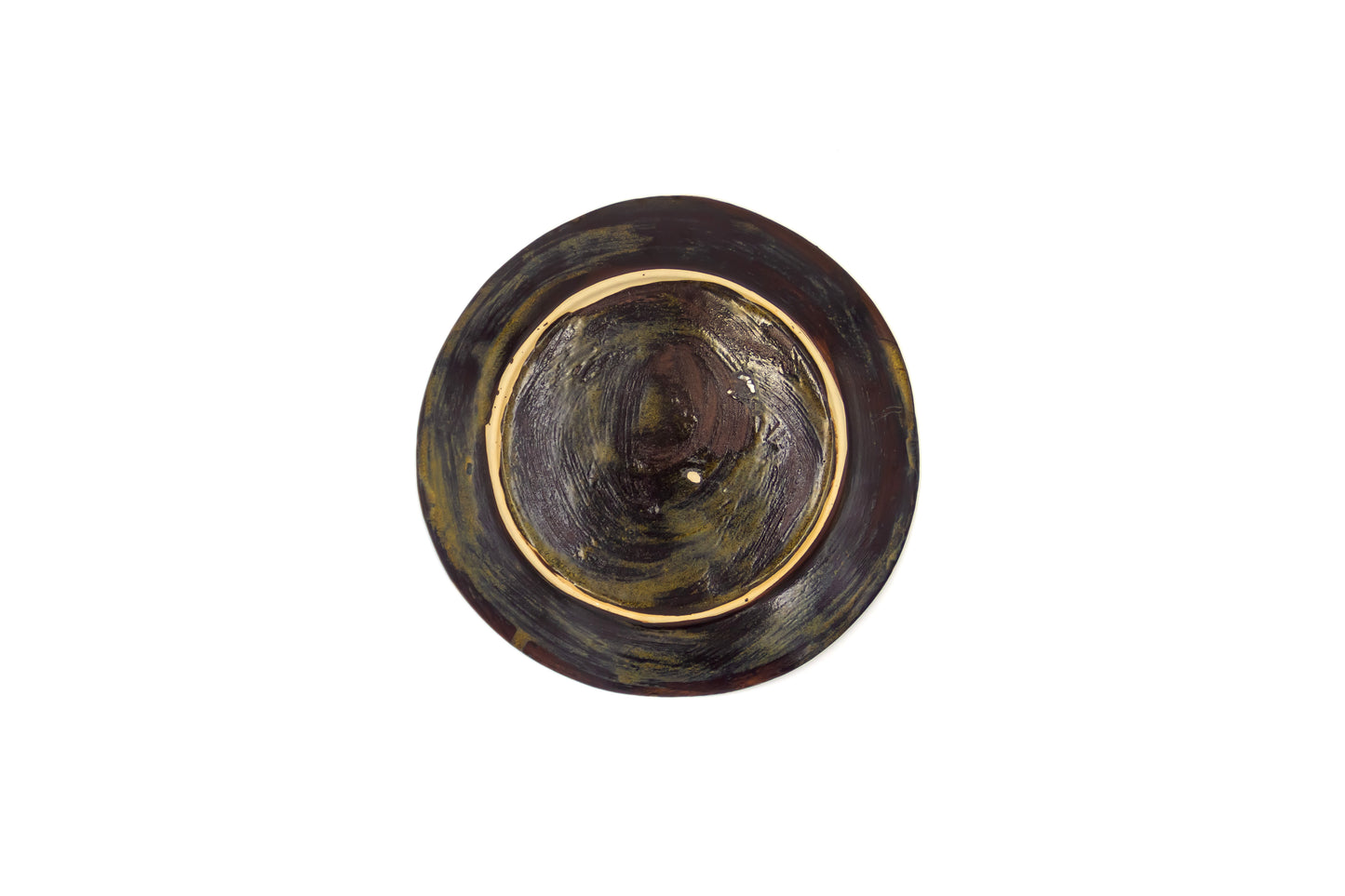 Talerz ceramiczny w kolorze beżowo-zielonym