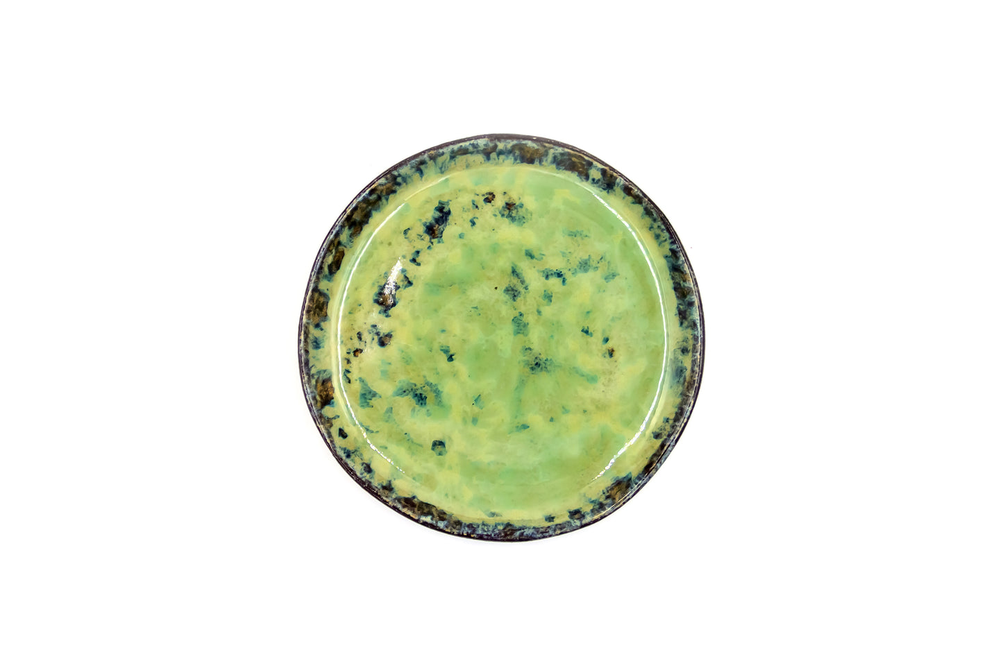 Czarka ceramiczna w kolorze niebiesko-zielonym ze spodkiem