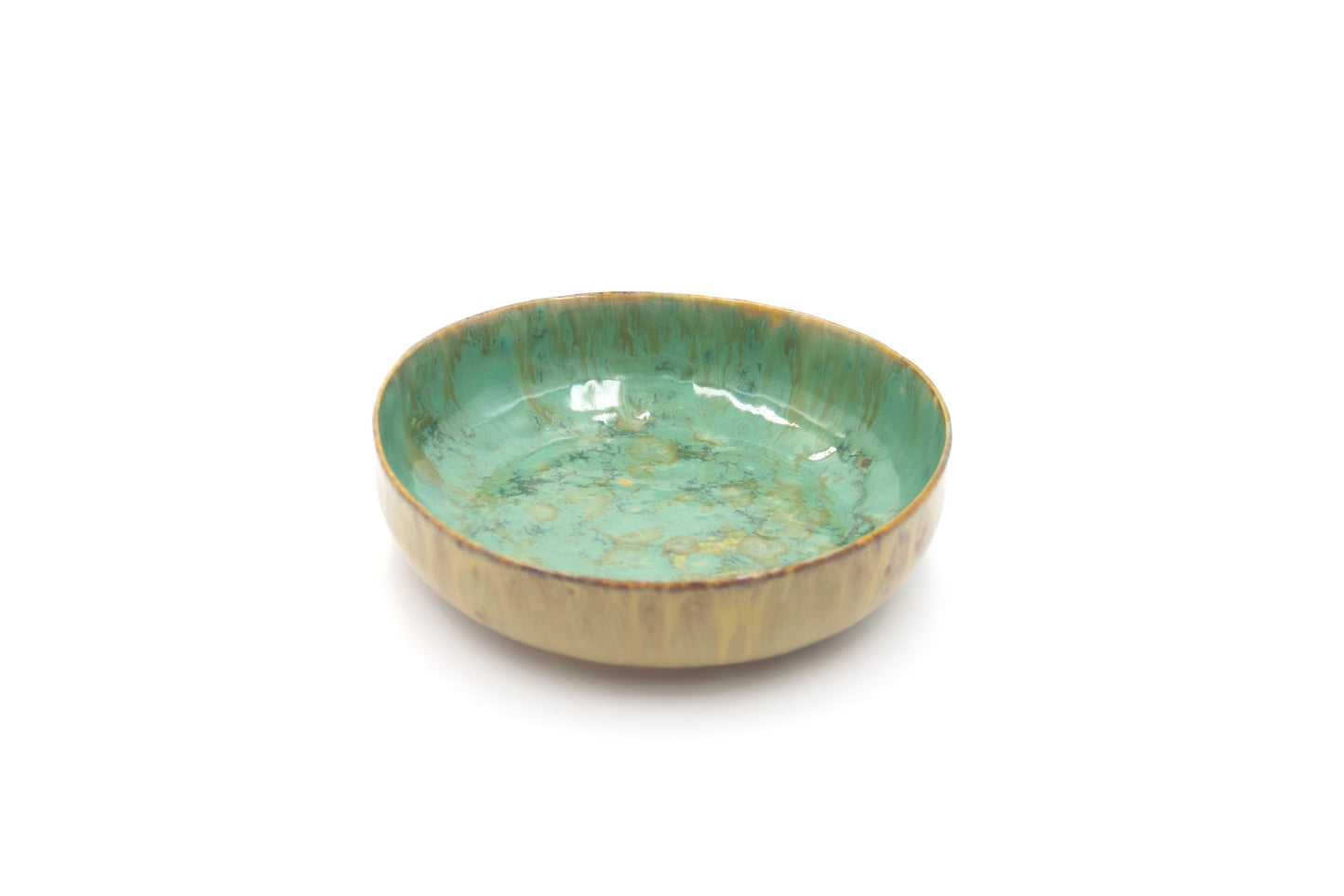 Miska ceramiczna duża w kolorze beżowo-zielonym