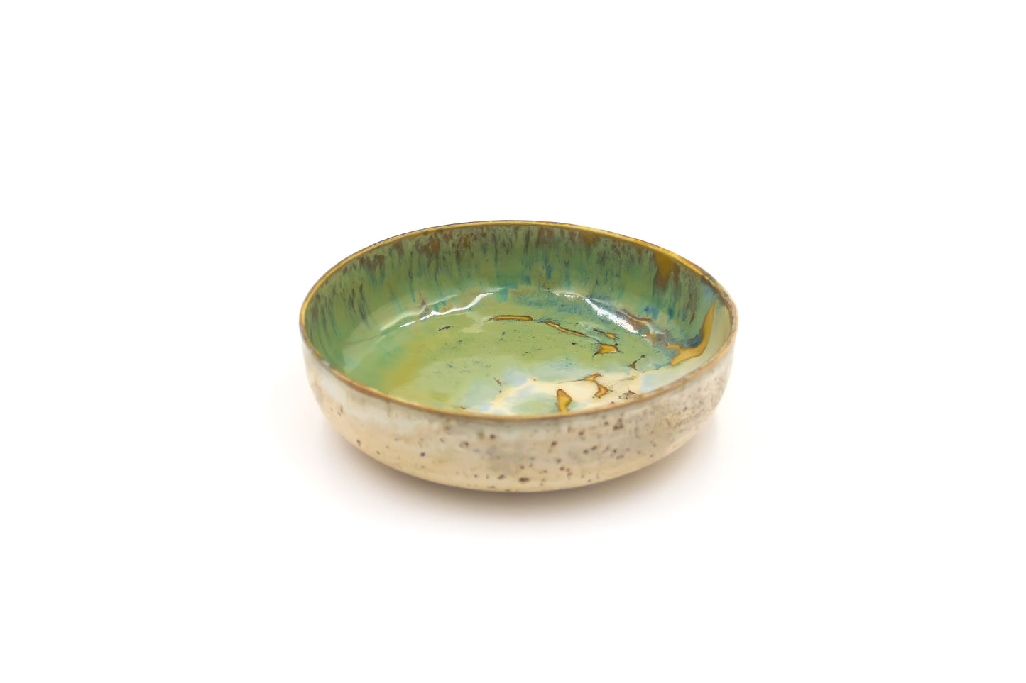 Miska ceramiczna duża w kolorze beżowo-zielonym