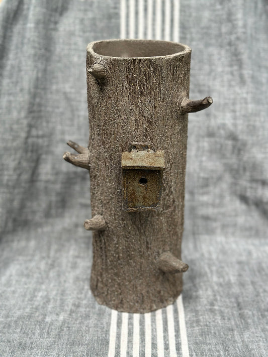 Vase-support pour bijoux "Tronc noueux avec maison"