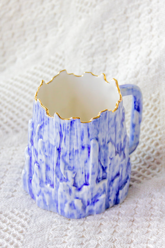 Kubek porcelanowy «Woods» biało-granatowy ze złoceniem