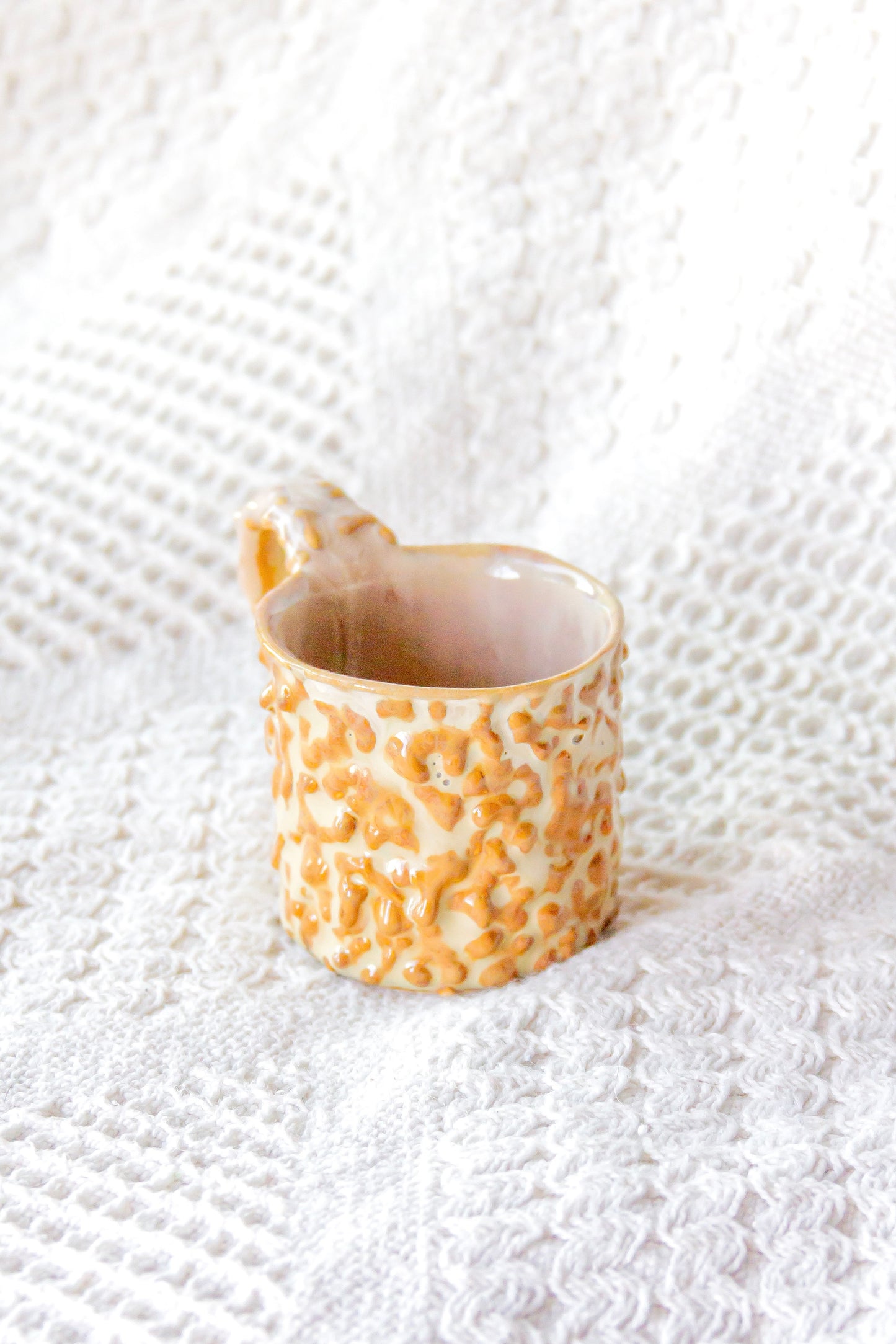 Filiżanka do espresso ceramiczna „Pox” beżowo-brązowa