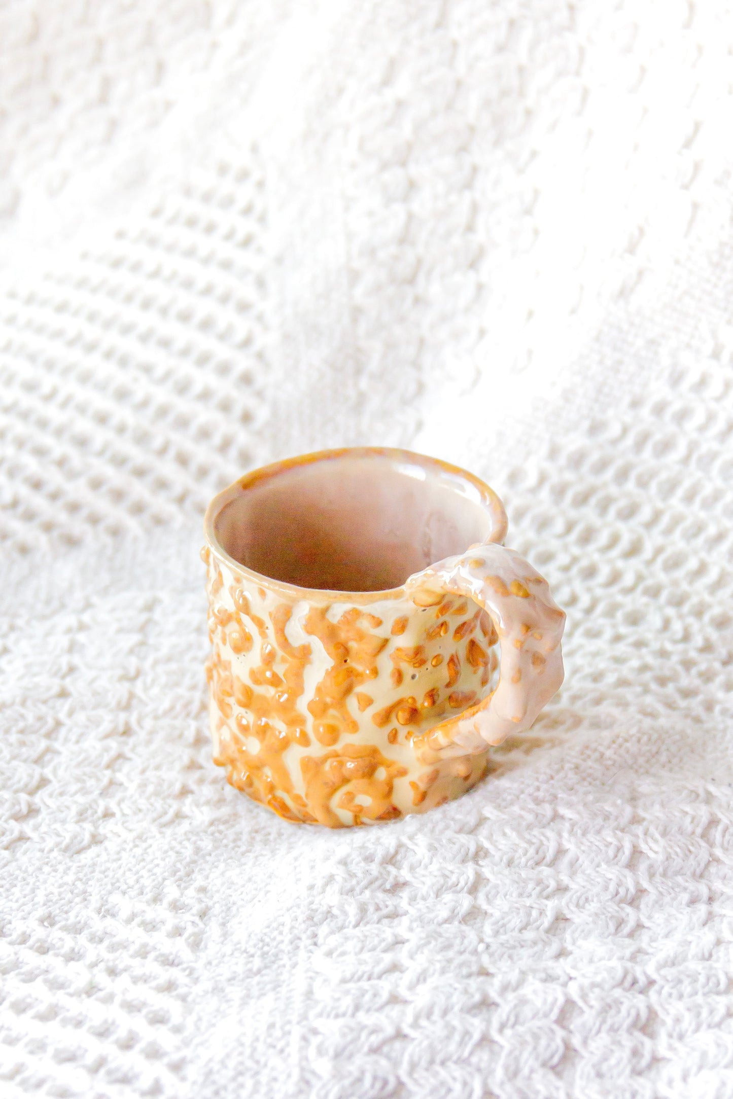 Filiżanka do espresso ceramiczna „Pox” beżowo-brązowa