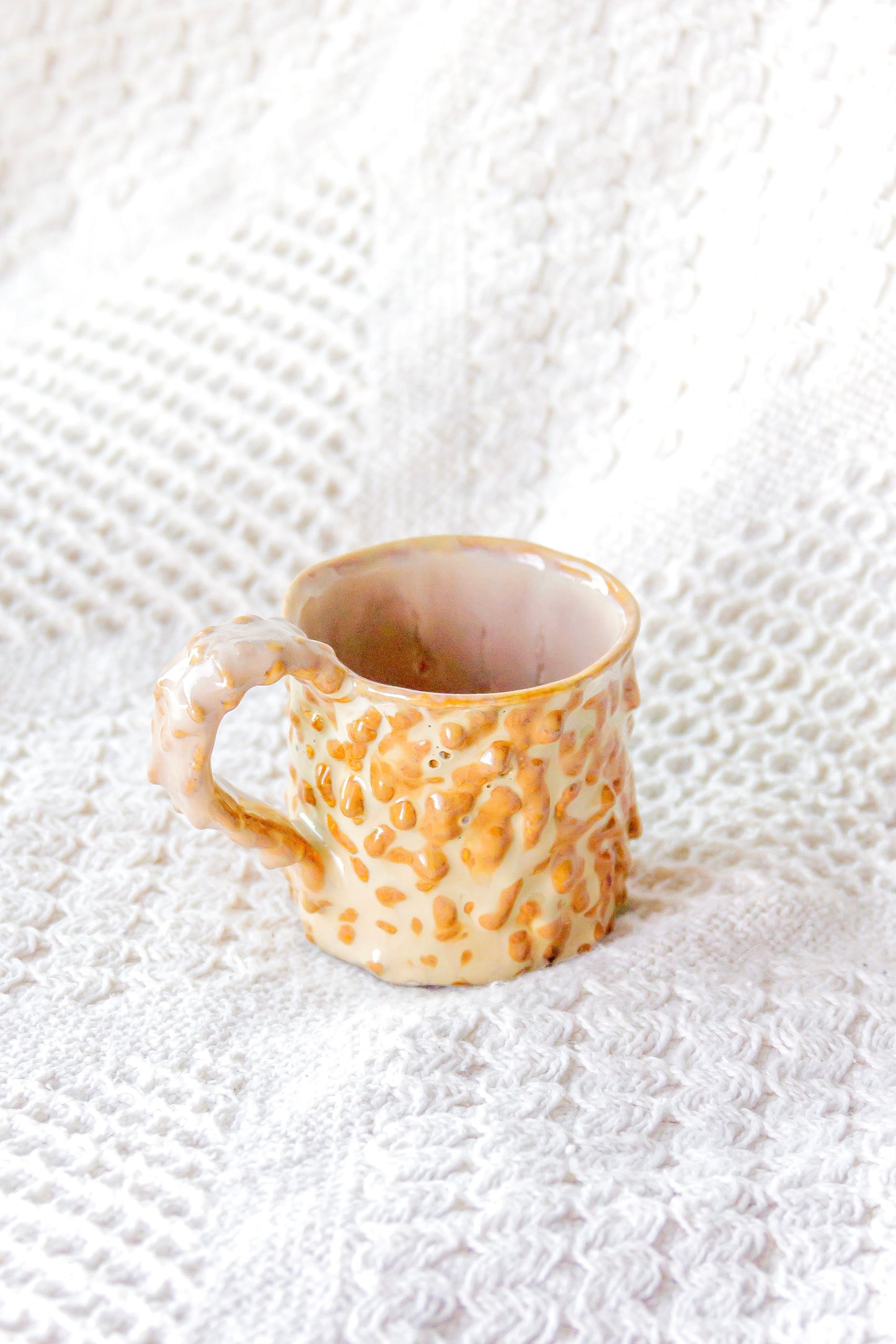 Filiżanka do espresso ceramiczna „Pox” beżowo-brązowa