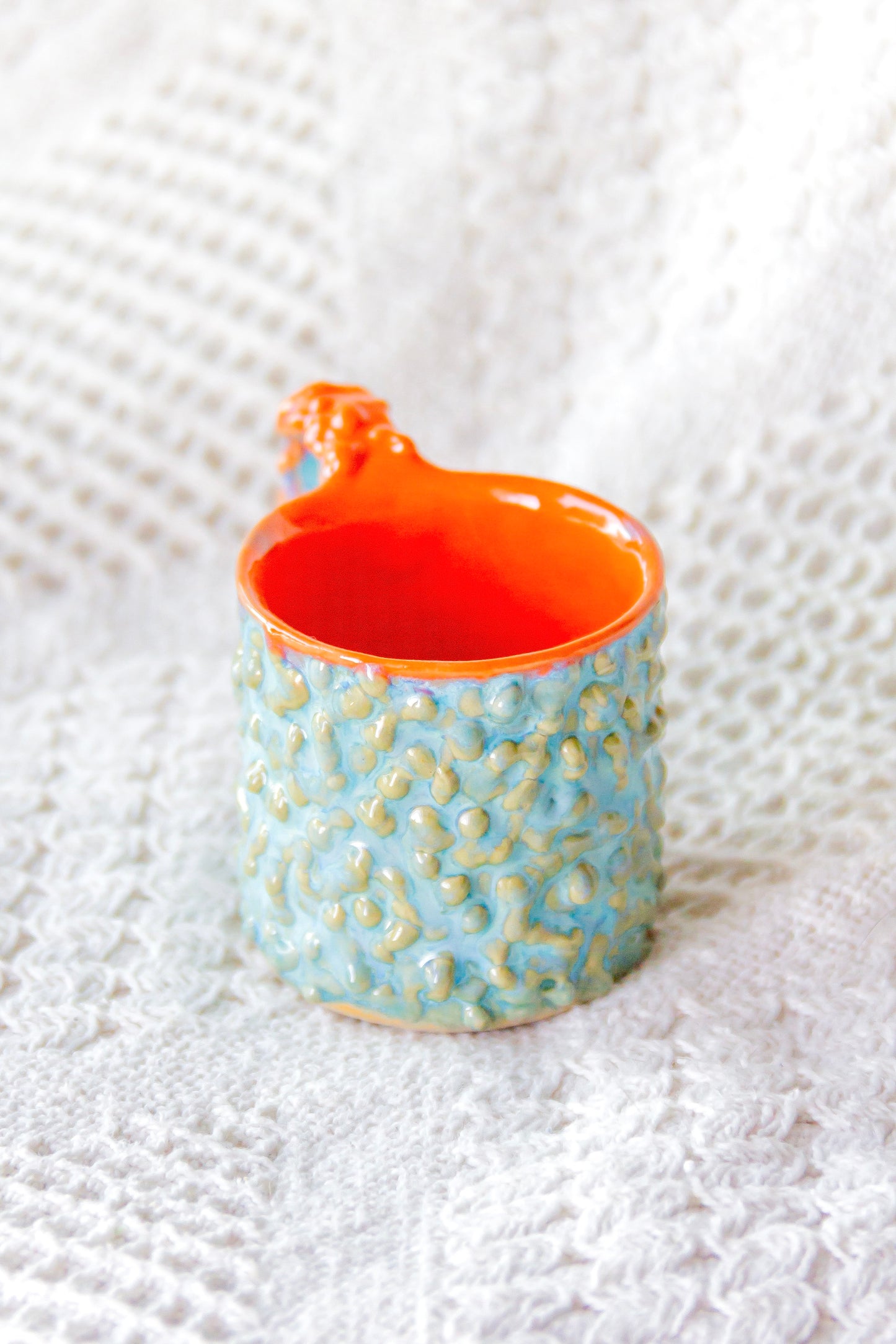 Filiżanka do espresso ceramiczna „Pox” zielono-pomarańczowa