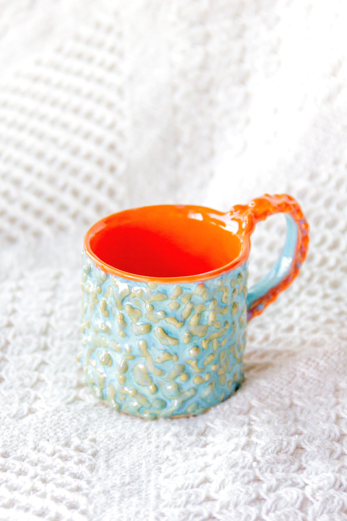 Filiżanka do espresso ceramiczna „Pox” zielono-pomarańczowa