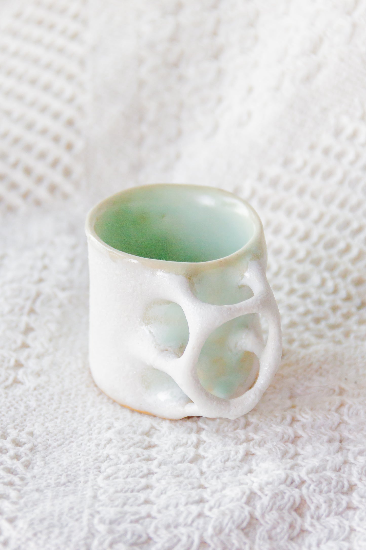 Filiżanka do espresso ceramiczna „Tripto” biało-zielona