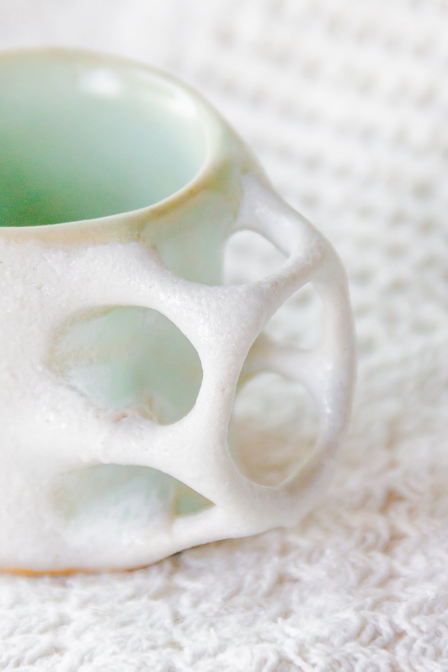 Filiżanka do espresso ceramiczna „Tripto” biało-zielona