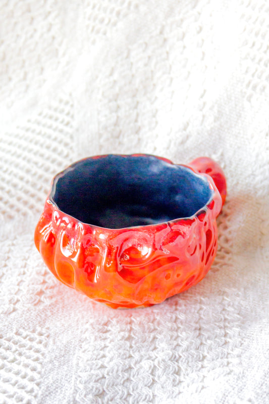 Filiżanka ceramiczna “Kurtina” czarno-pomarańczowa