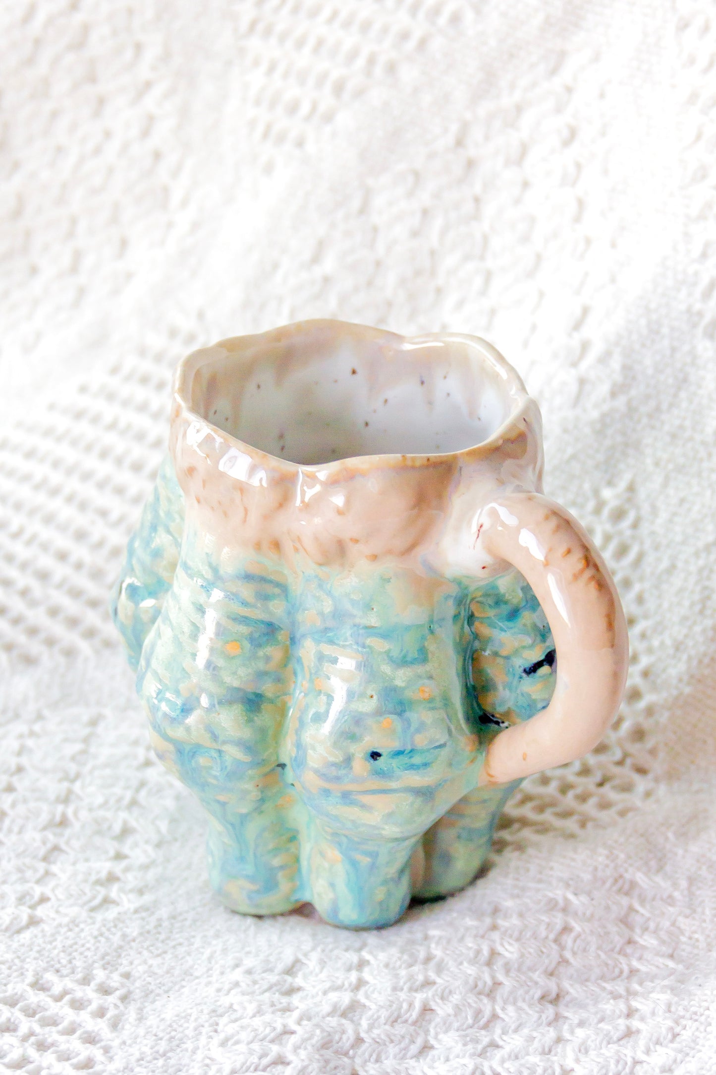 Kubek ceramiczny “Luko” zielono-beżowy