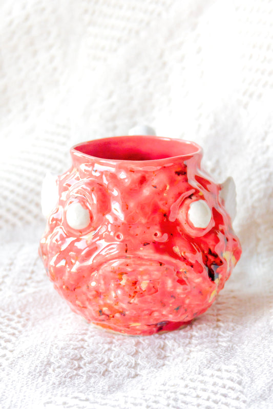 Kubek ceramiczny «Takifugu» malinowo-biały