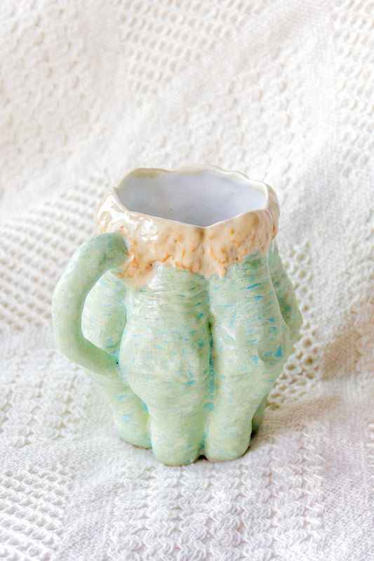 Kubek ceramiczny “Luko” zielono-beżowy