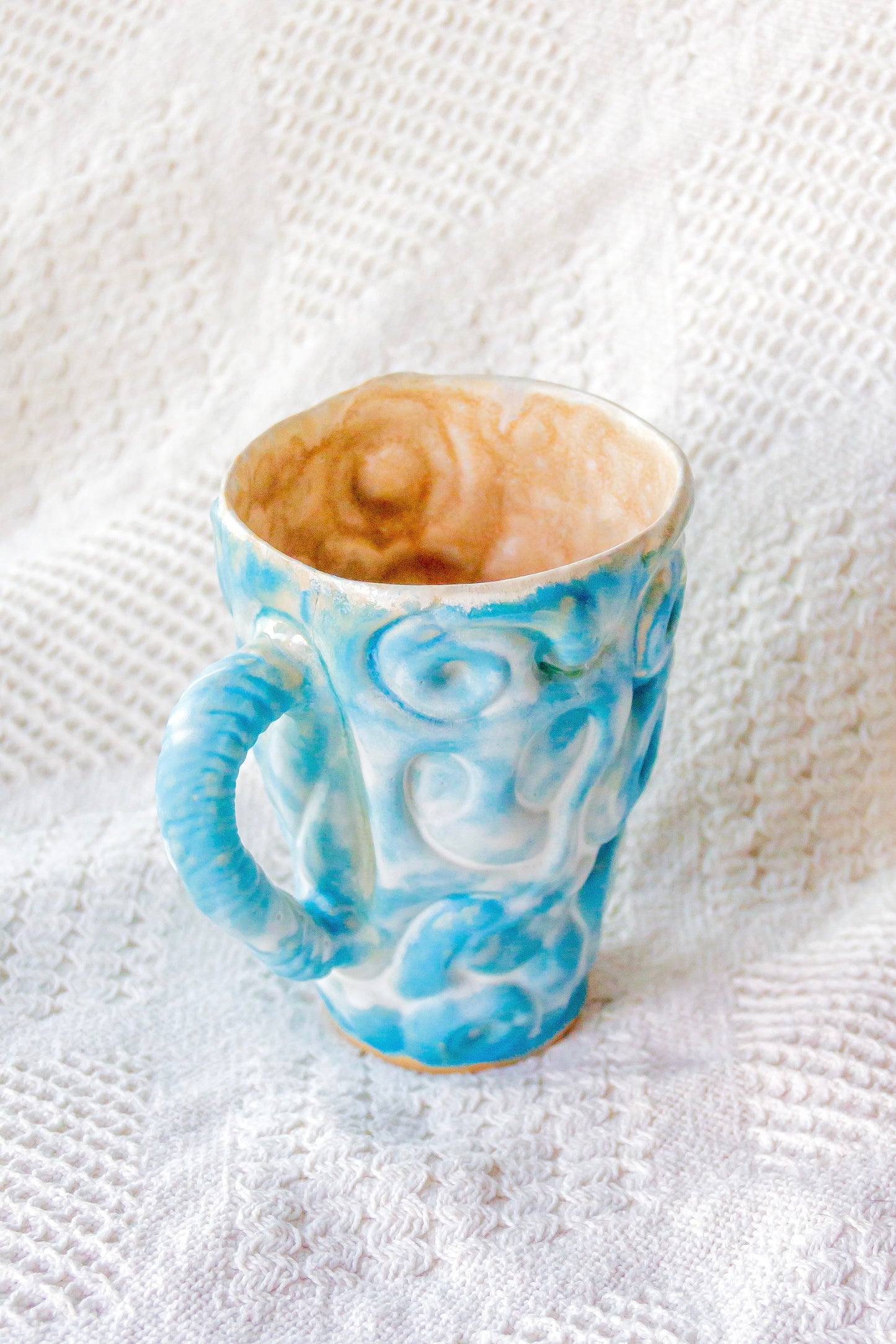 Kubek ceramiczny «Twist» brązowo-niebieski