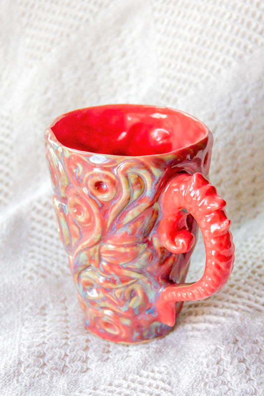 Kubek ceramiczny «Twist» zielono-malinowy