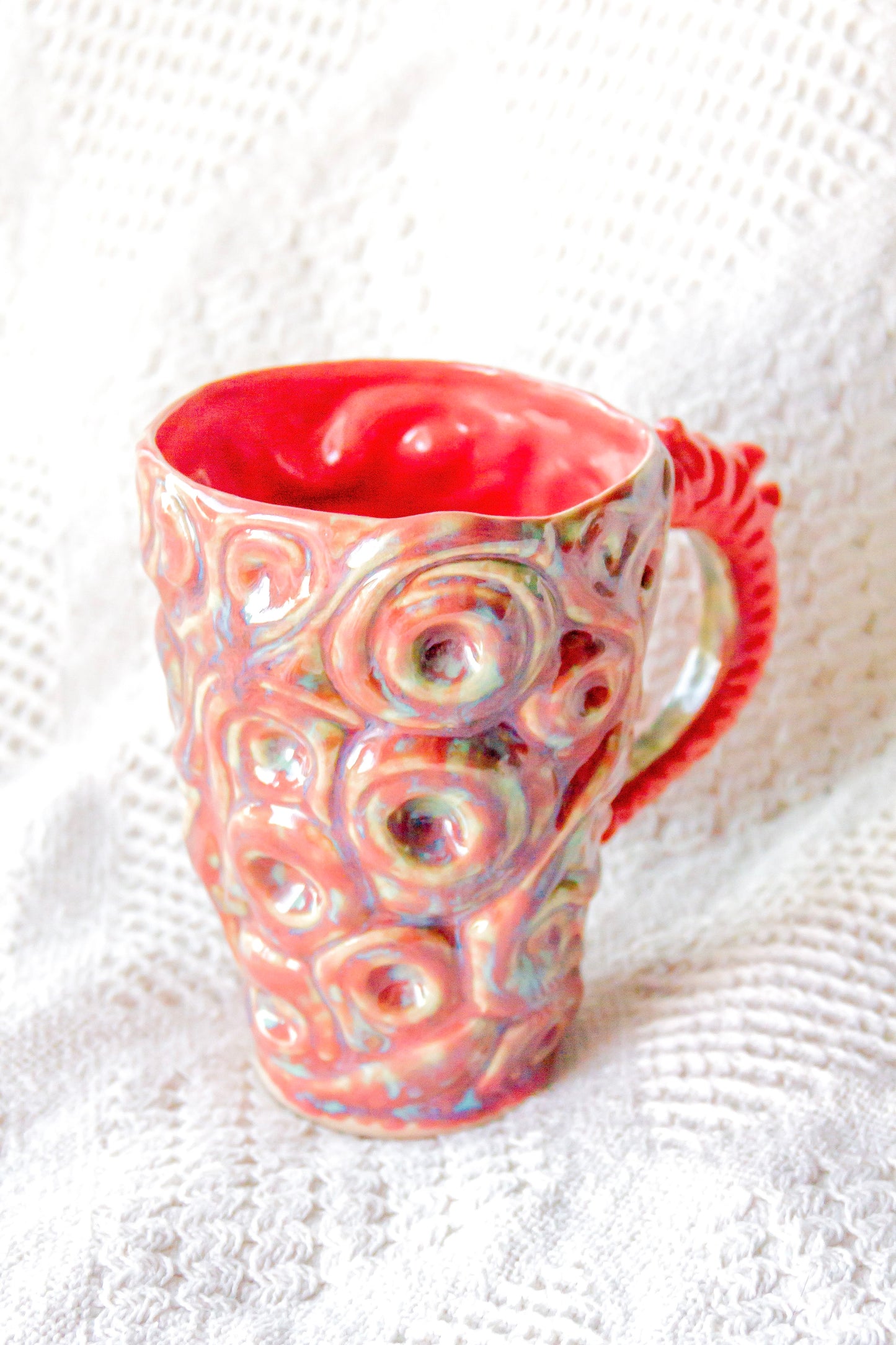 Kubek ceramiczny «Twist» zielono-malinowy