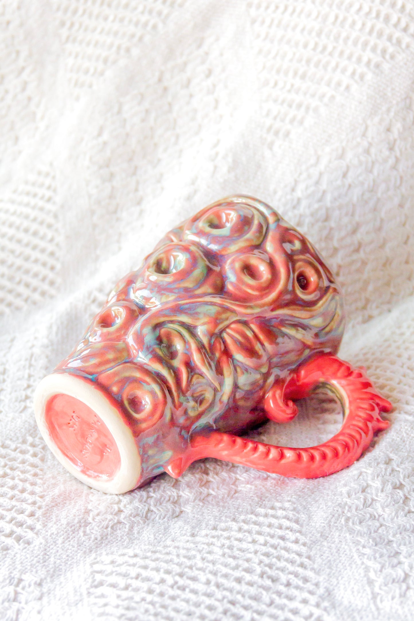 Kubek ceramiczny «Twist» zielono-malinowy