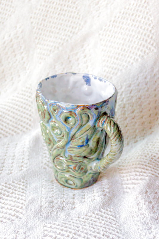 Kubek ceramiczny «Twist» zielono-biały