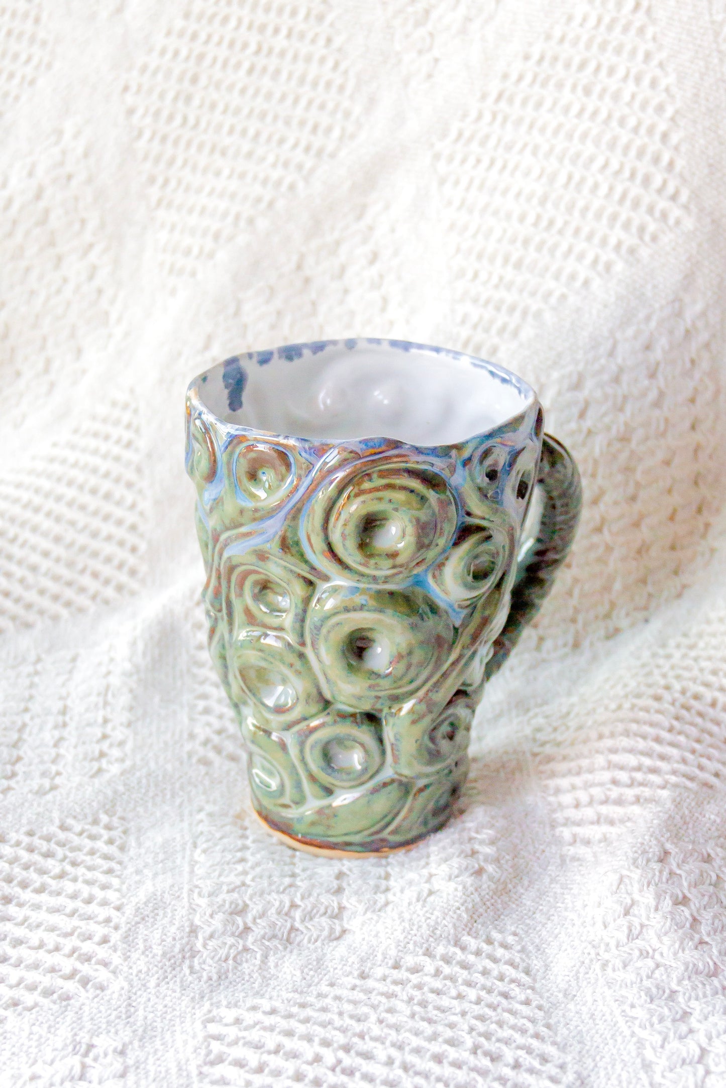 Kubek ceramiczny «Twist» zielono-biały