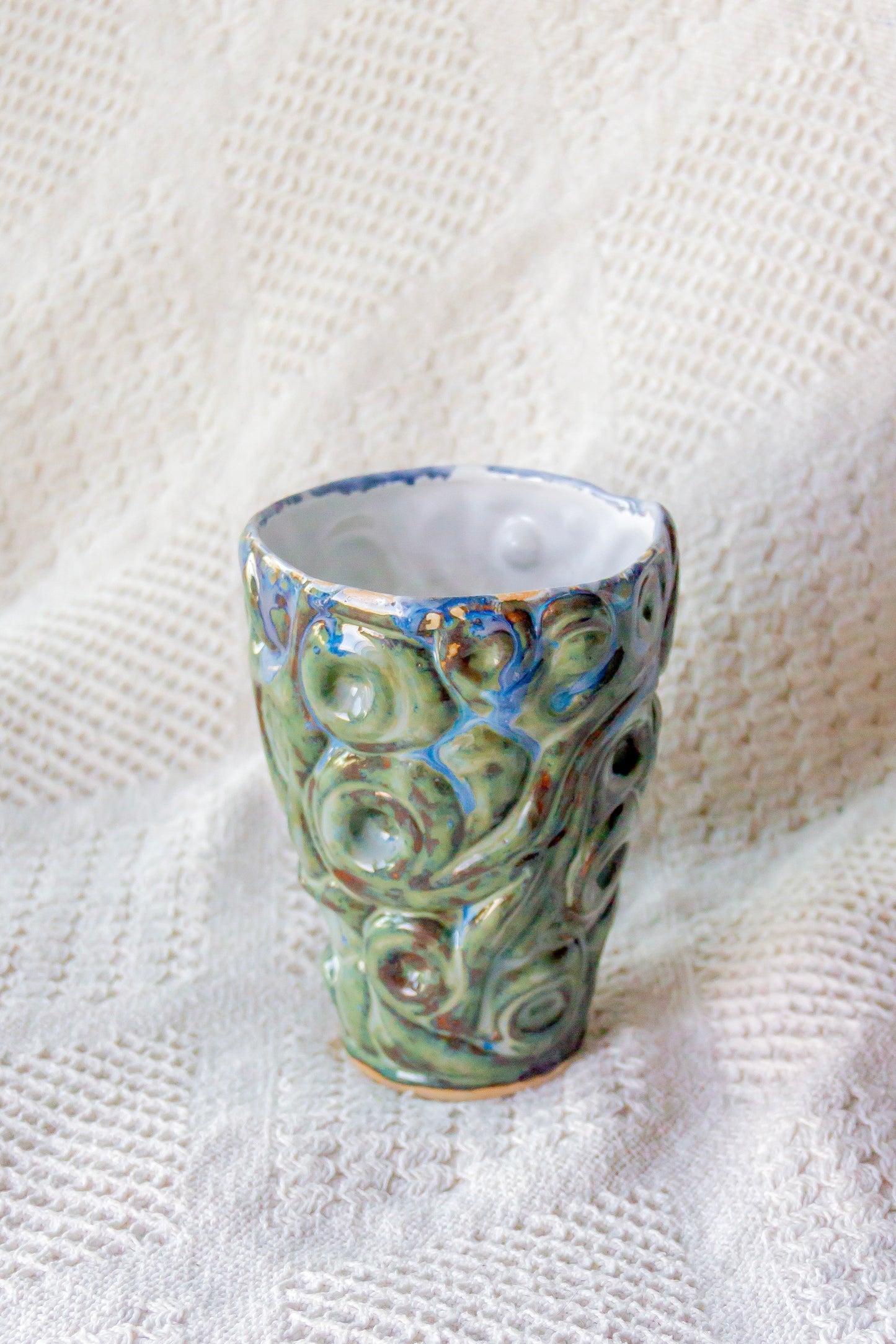 Kubek ceramiczny «Twist» zielono-biały