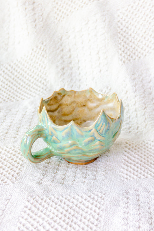 Kubek ceramiczny «Ogri» beżowo-zielony