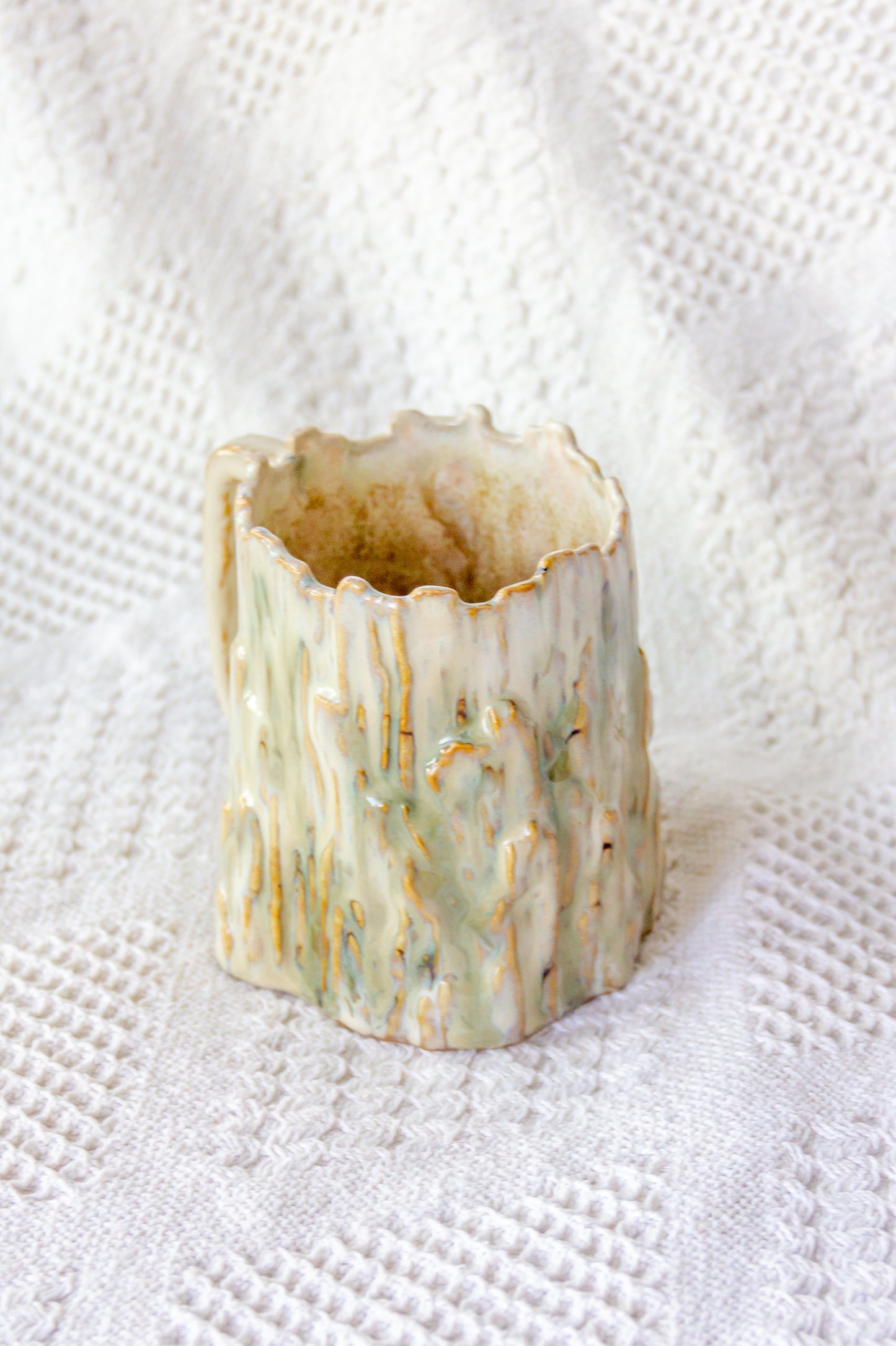 Kubek ceramiczny «Woods» beżowo-zielony