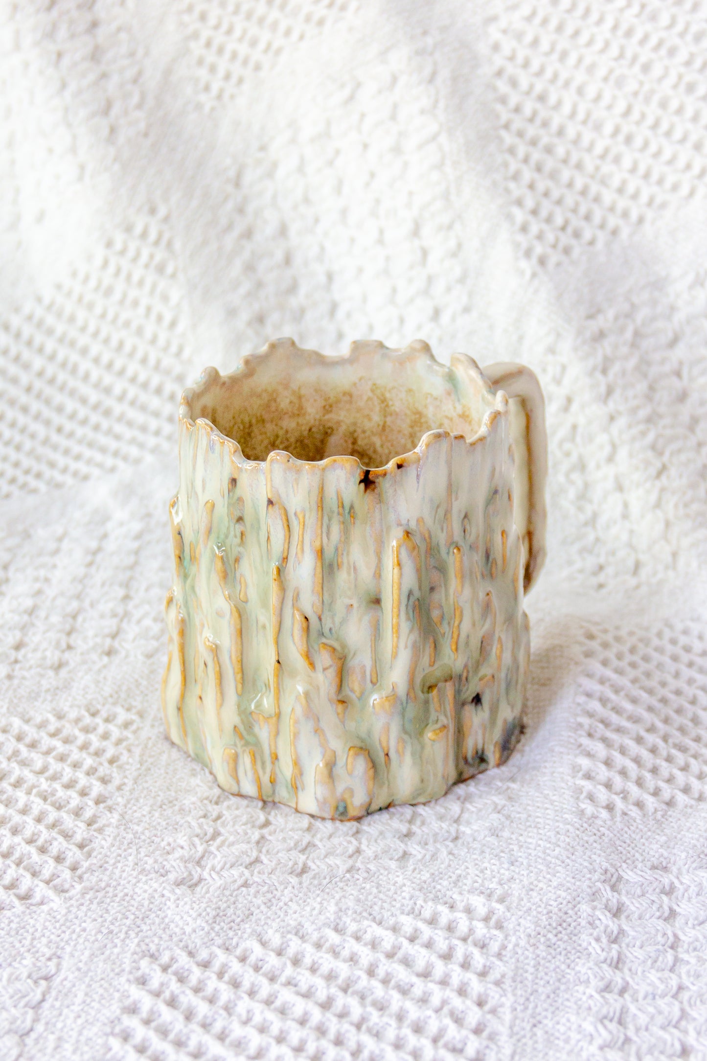 Kubek ceramiczny «Woods» beżowo-zielony