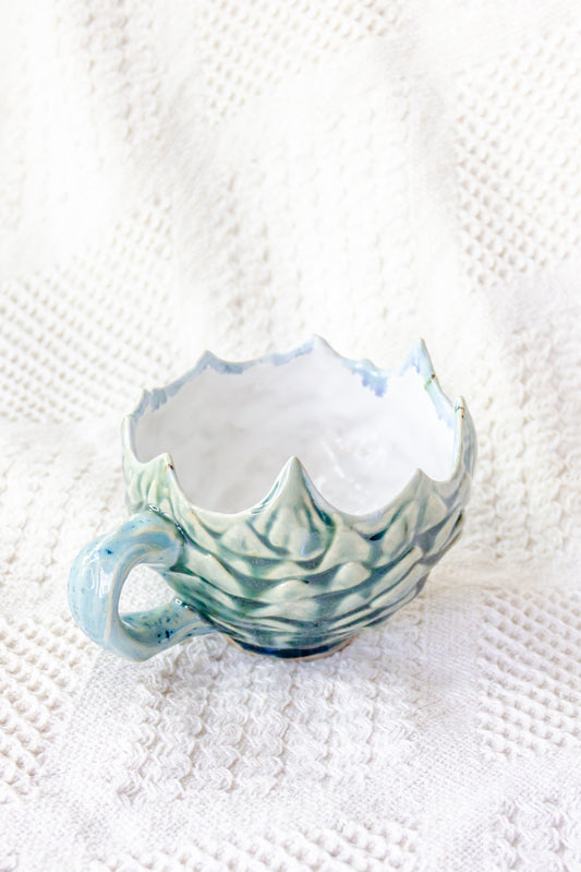 Kubek ceramiczny «Ogri» biało-zielony