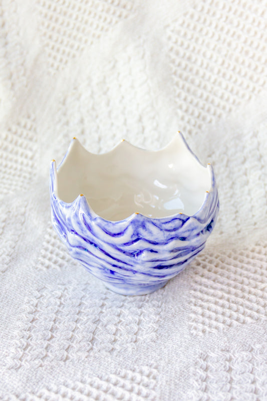 Miska porcelanowa «Ogri» granatowo-biała ze złoceniem