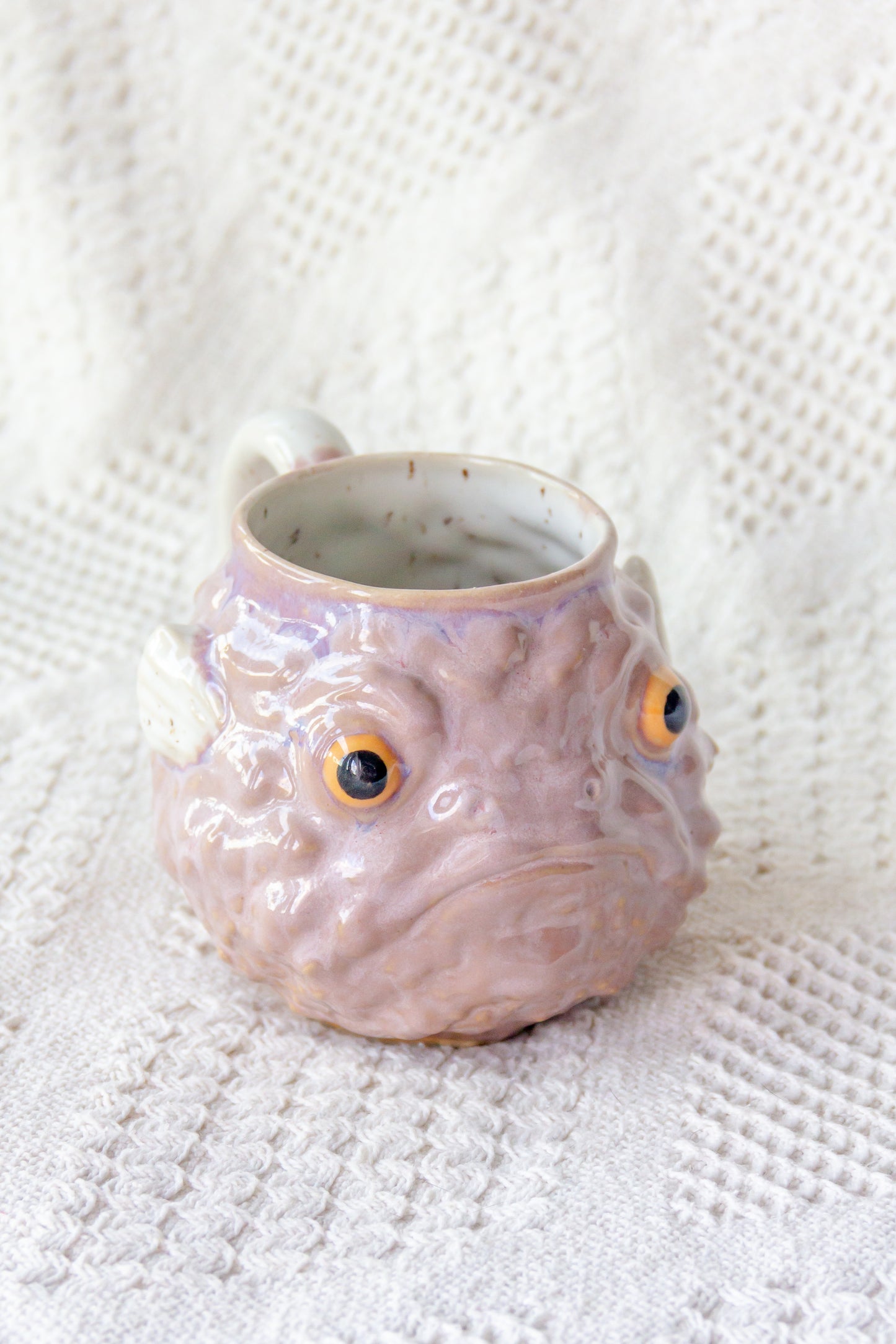 Kubek ceramiczny «Takifugu» biało-fioletowy