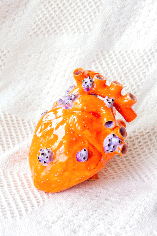 Serce ceramiczne pomarańczowo-fioletowe