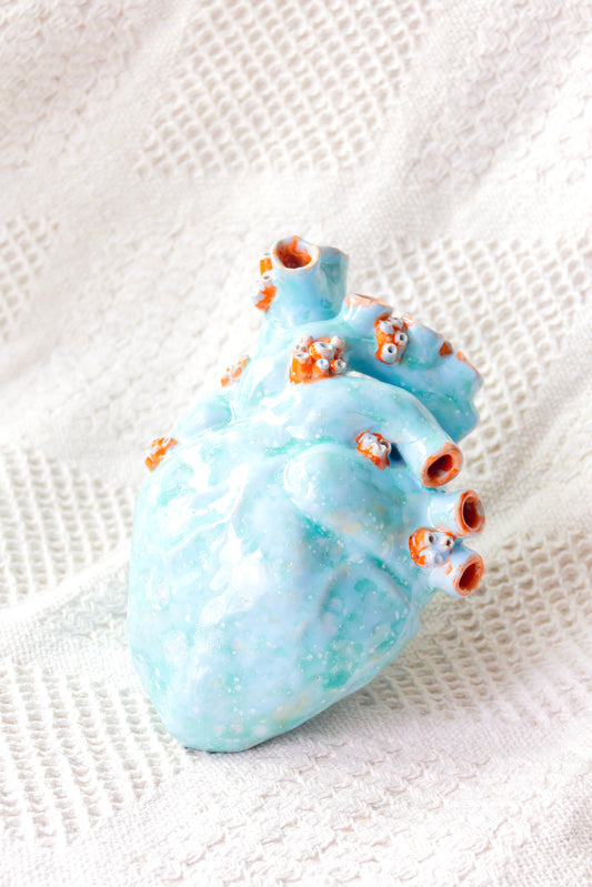 Serce ceramiczne niebiesko-pomarańczowe