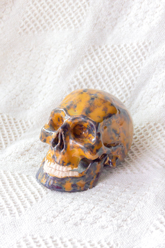 Czaszka ceramiczna brązowo-czarna z ruchomą żuchwą