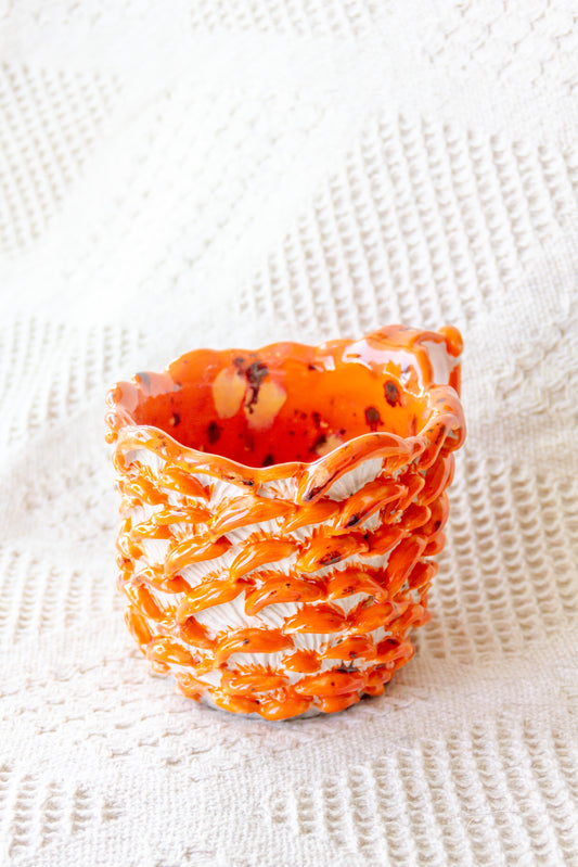 Kubek ceramiczny “Shrooms” pomarańczowo-biały