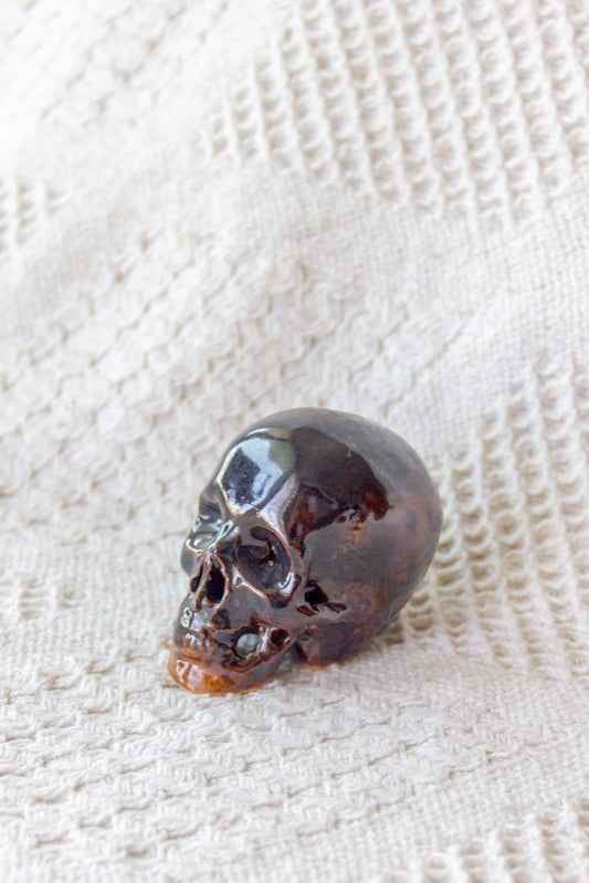 Czaszka ceramiczna mini brązowa