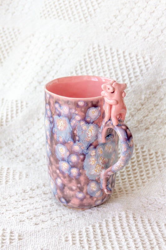 Kubek ceramiczny “Max” szaro-różowy z werlingami