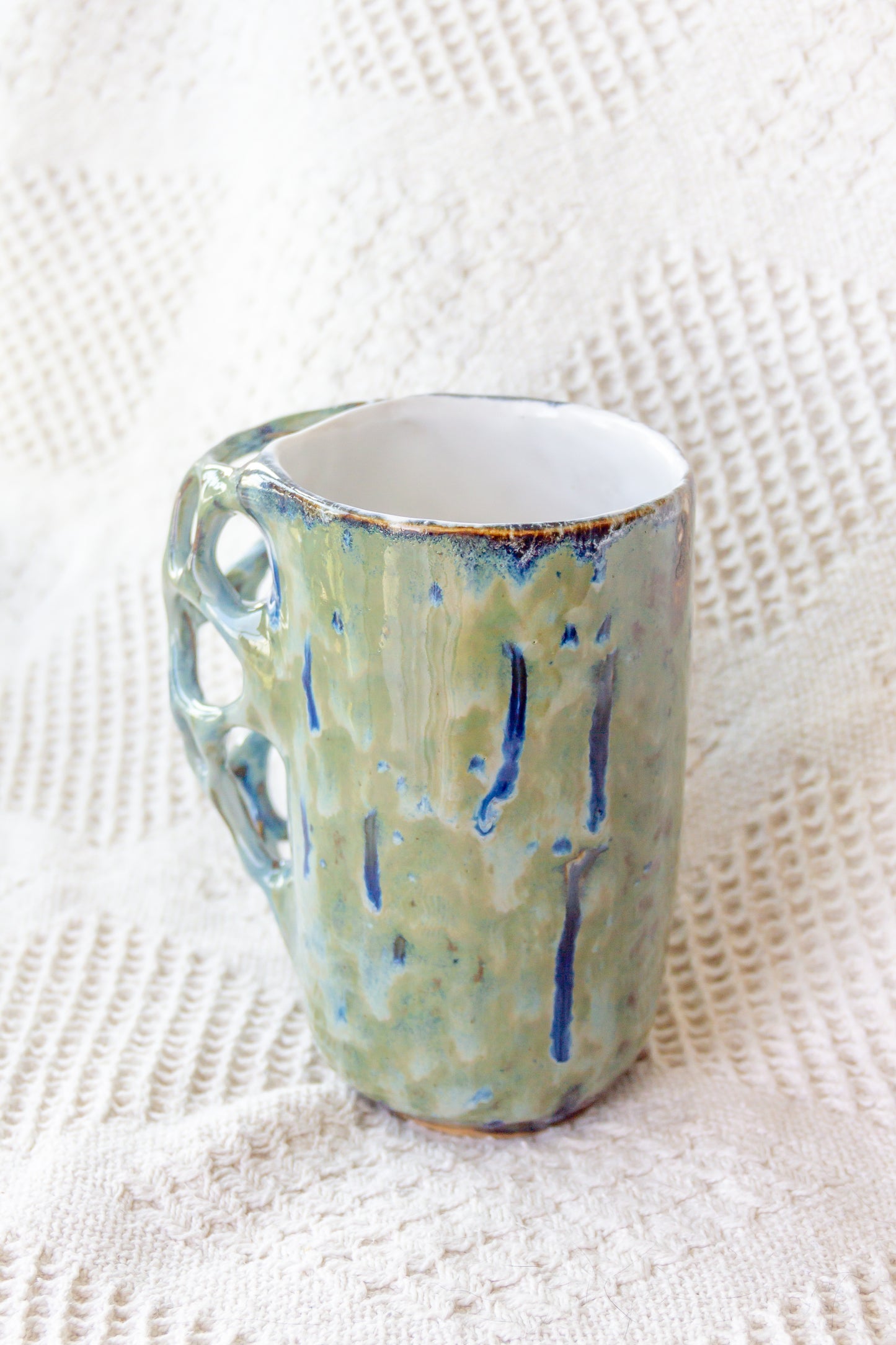 Kubek ceramiczny “Tripto” zielono-biały