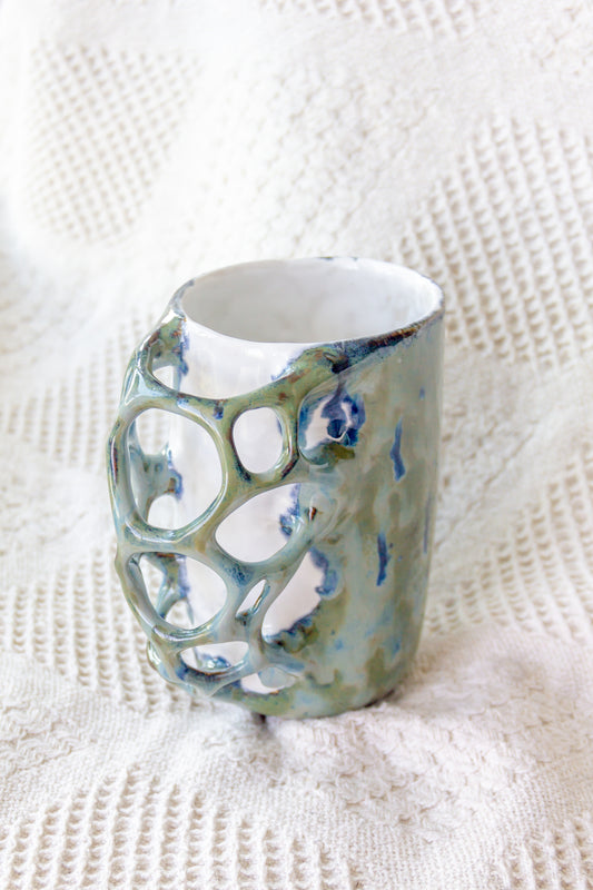 Kubek ceramiczny “Tripto” zielono-biały