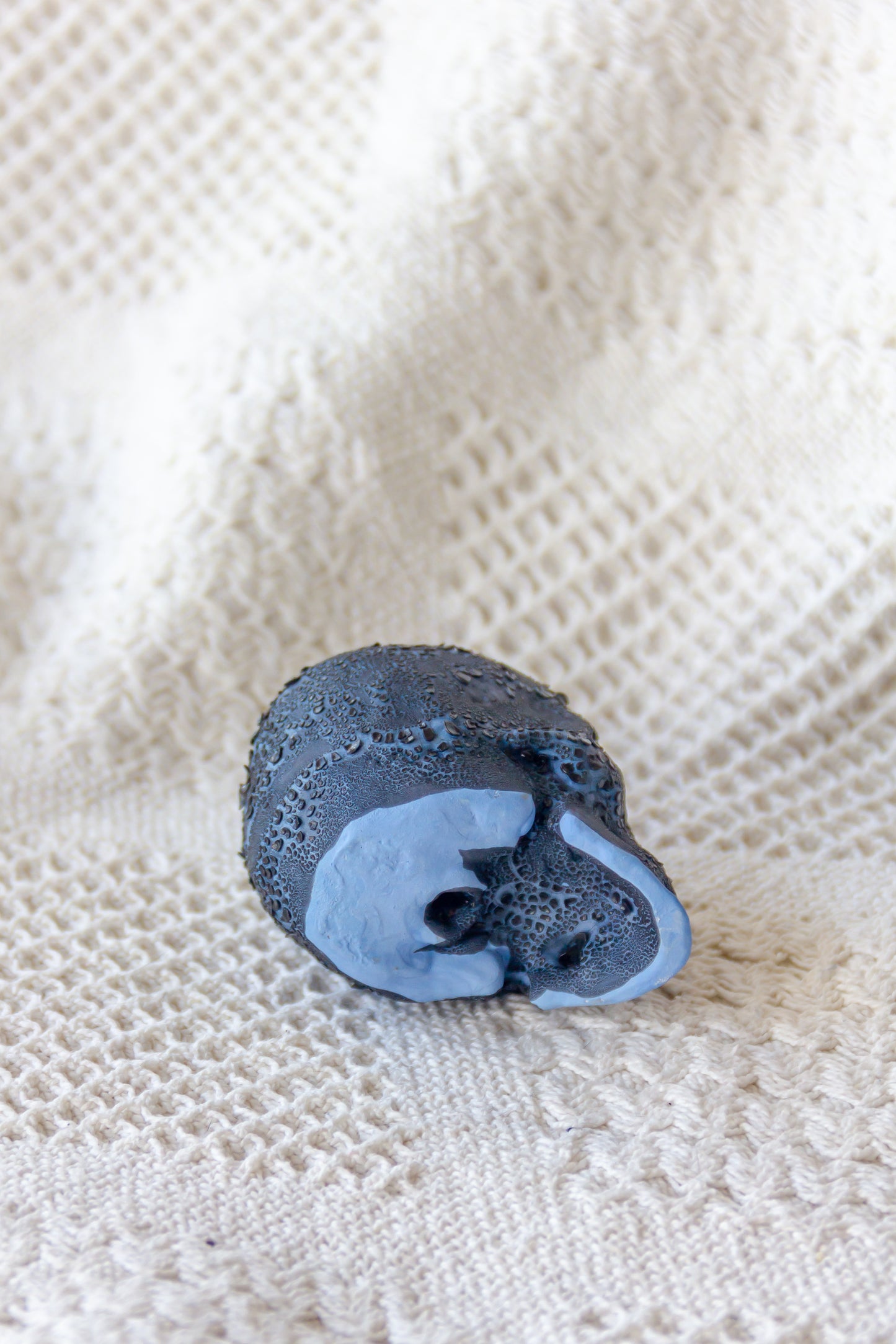 Czaszka ceramiczna mini czarno-niebieska