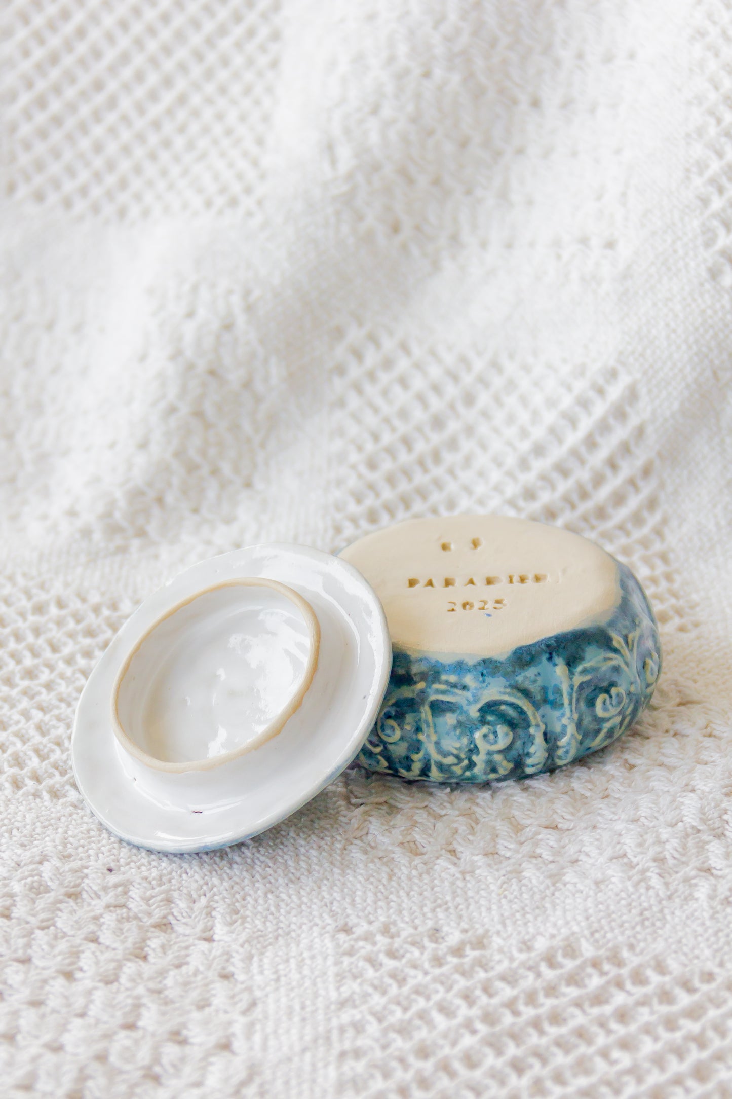 Szkatułka ceramiczna turkusowa