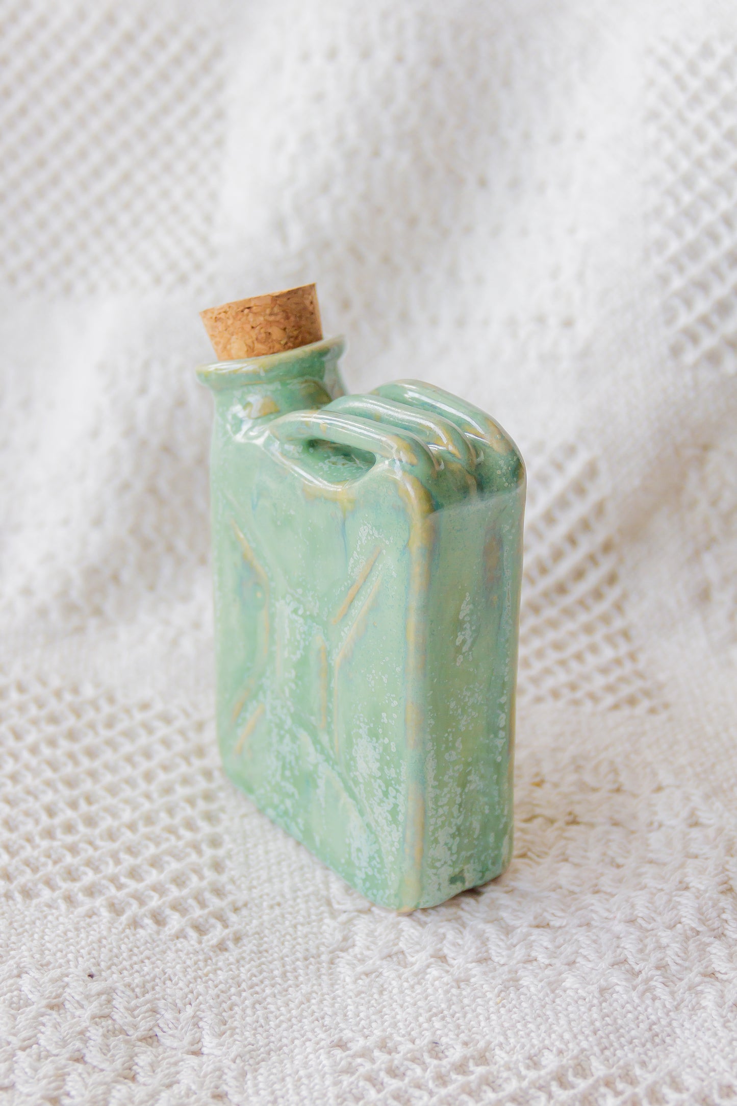 Ceramiczna piersiówka kanister zielona