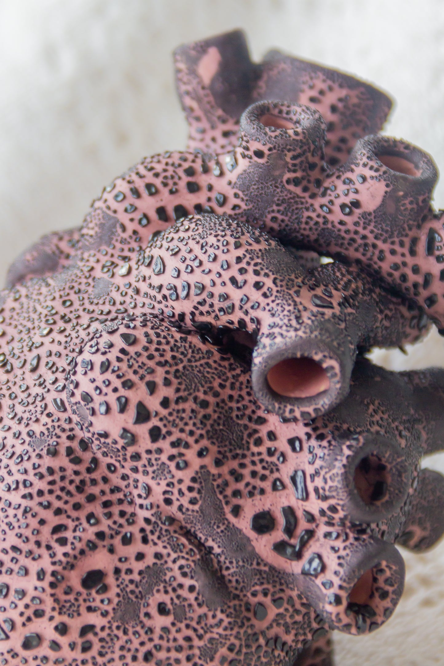 Serce ceramiczne czarno-różowe