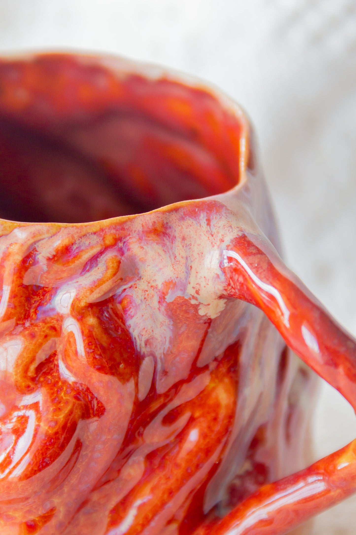 Kubek ceramiczny „Wave” czerwono-pomarańczowy