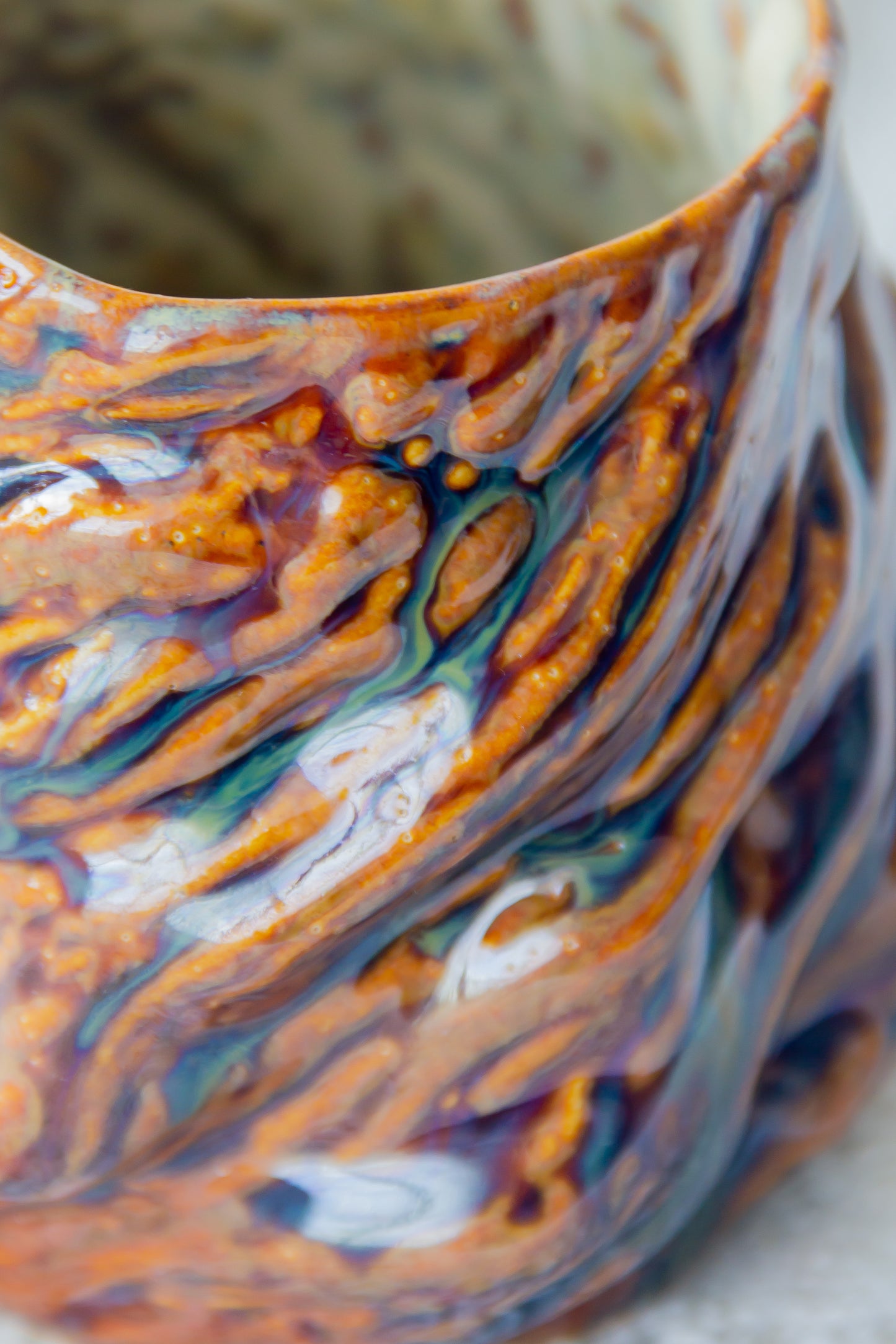 Kubek ceramiczny „Wave” brązowo-zielony