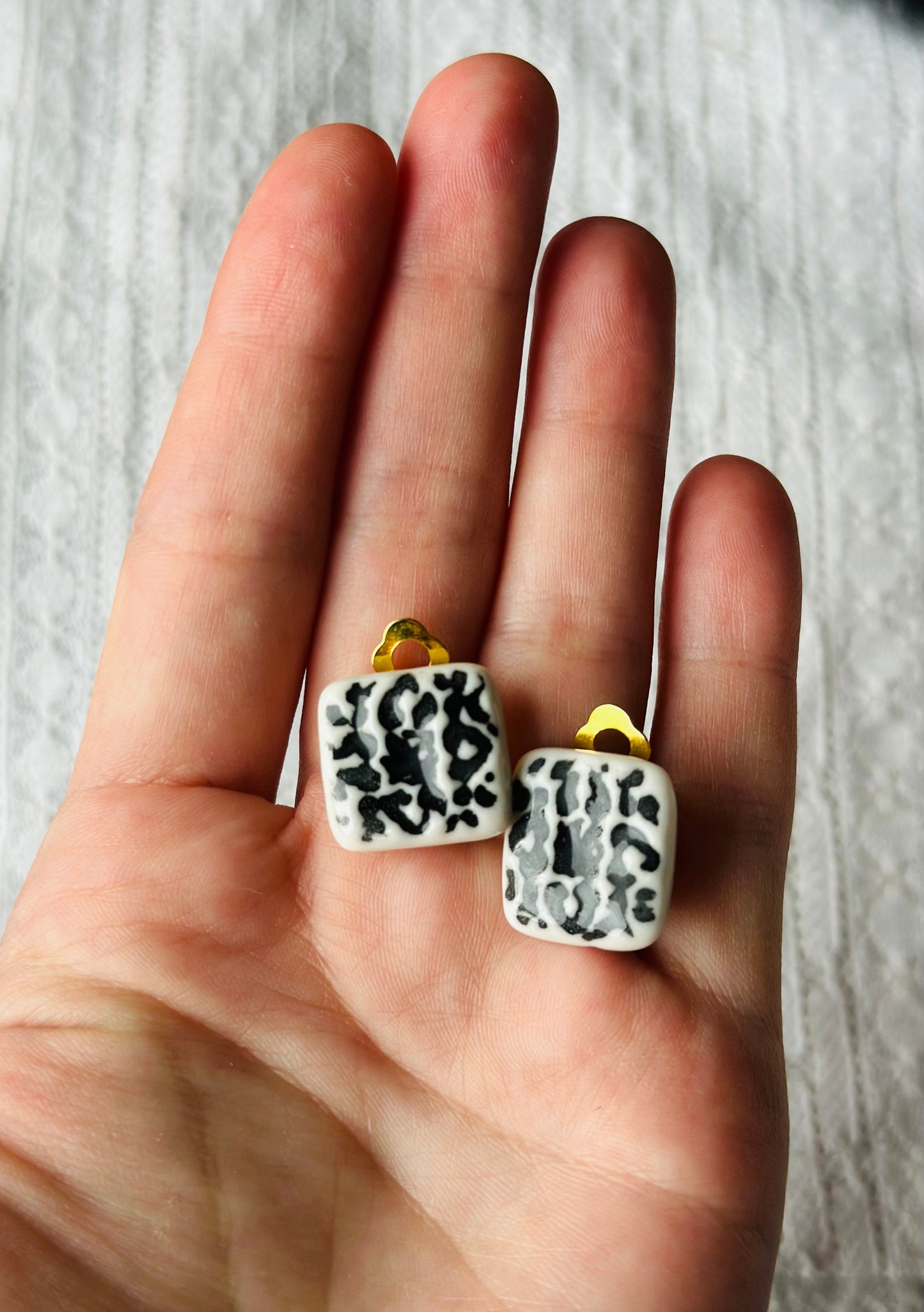 Klipsy porcelanowe vintage