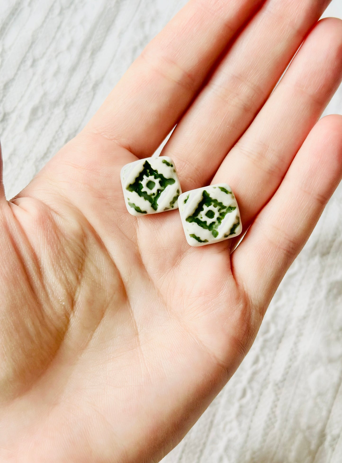 Kolczyki porcelanowe Zielone (sztyfty)