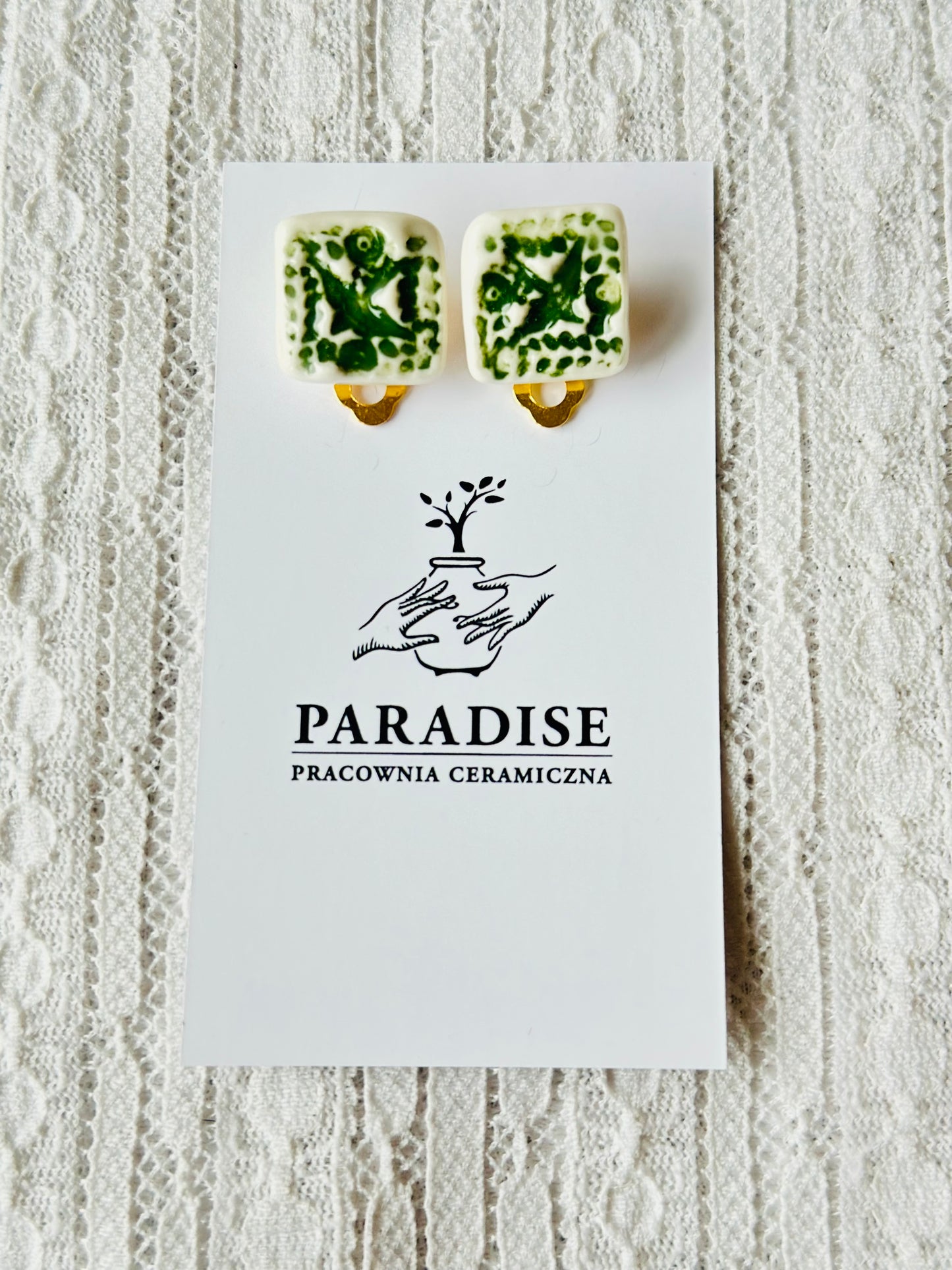 Klipsy porcelanowe jaskółki